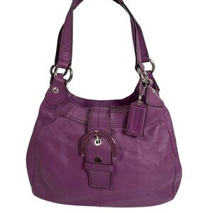 COACH Lynn Soho Buckle Purple Leather Large Hobo Shoulder Bag Tote F17219 EUC